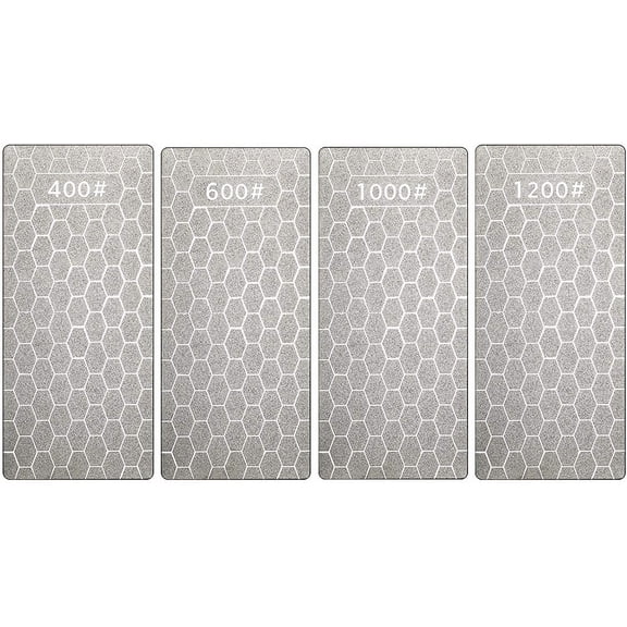 4 Pieces Diamond Sharpening Stone Grit Diamond Plate Honing Stone for Kitchen Sharpening Dull, Blunt or Tired Edges, 5.9 x 2.48 Inches(400/600/1000/1200 Grit)