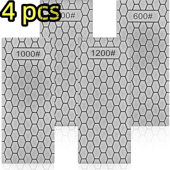 4 Pieces Diamond Sharpening Stone Set,Diamond Lapping Plate Coarse/Medium/Fine Grit Sharpener,400/600/1000/1200 Grit