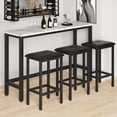 thumbnail image 1 of 4 Pieces Dining Table Set, Extra Long Bar Table Set with 3 Upholstered Stools, Kitchen Tables Set for Small Spaces, Breakfast Nook, Dining Room, Restaurant, White, 1 of 10