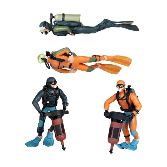 4 Pieces Diver Ornaments Scuba Diver Toys Action Figure Plastic Material Decorative Aquarium Desktop Display