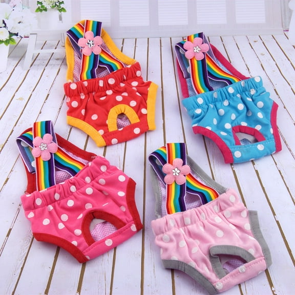 4 Pieces Dog Diaper Sanitary Pantie with Adjustable Suspender Washable Reusable Puppy Sanitary Panties Cute Pet Underwear Diaper Jumpsuits for Female Dogs 4 XL