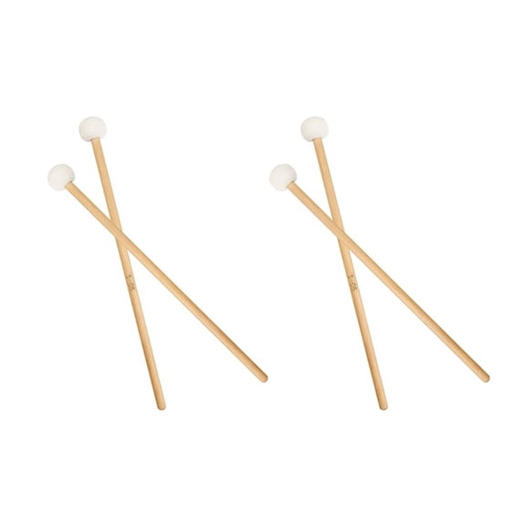 4 Pieces Double Head Drum Cymbal Gong Mallet Soft Hammer Sticks Mallets Rods Felt Hammer 385mm,2 x Pair Drum Mallet,white