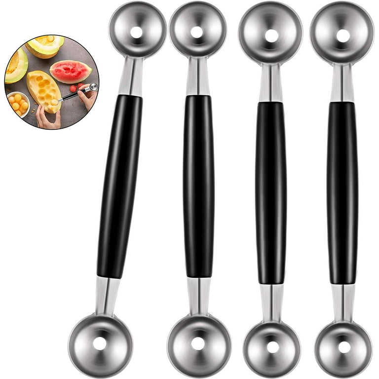 Namotu 4 Pieces Double-Sided Melon Baller Stainless Steel Melon Ballers Melon Scoop for Watermelon Ice Cream