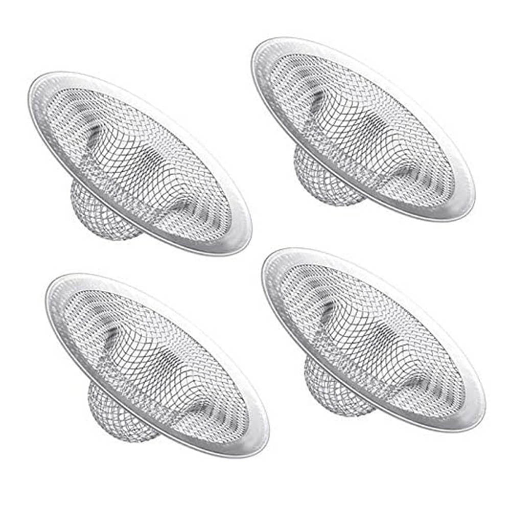 4 Pieces Drain Hair Catcher Bathtub Shower Drain Cover Kitchen Sink Strainer Stainless Steel Sink Drain Stopper Filter for Kitchen Bathroom