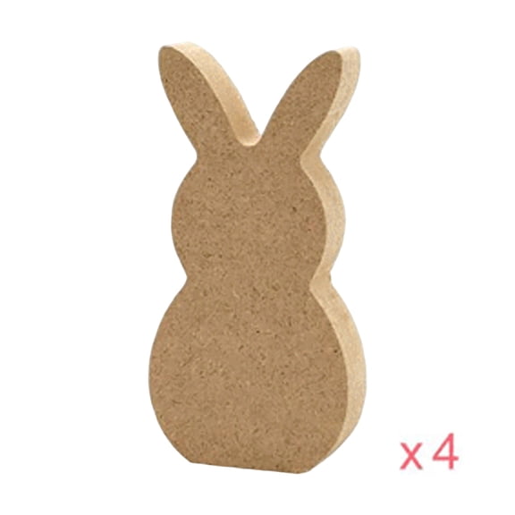 4 Pieces Easter Wooden Bunny Cutouts Unfinished Bunny Table Wooden Signs Peeps Bunny Shaped Blank Wooden Signs Rabbit Shape Tabletop Decor for Easter Spring Home Classroom DIY Art Craft