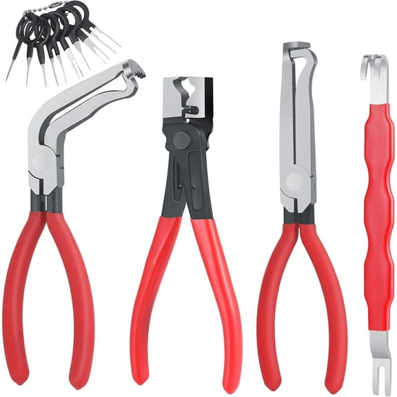 4 Pieces Electrical Disconnect Pliers for Cars, Automotive Electrical Plug with 8 Pcs Terminal Removal Tools, Connector Disconnect Tool and Connector Separator and Hose Clamp Pliers