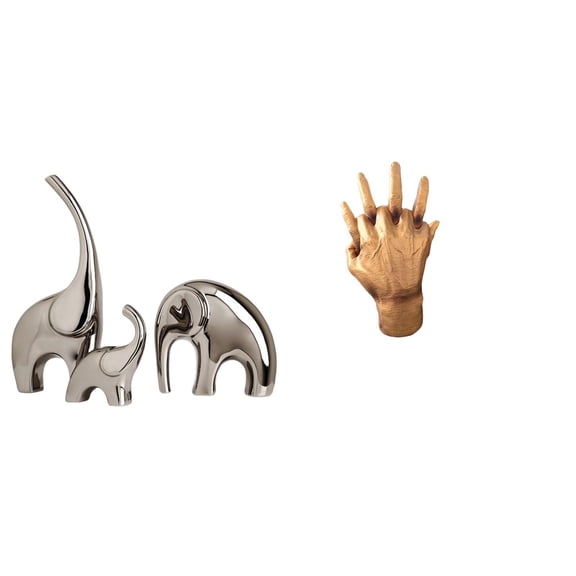 4 Pieces Elephant Statue Ceramic Figurines Hand Sculpture Resin Material for Home Shelf Bedroom Decor