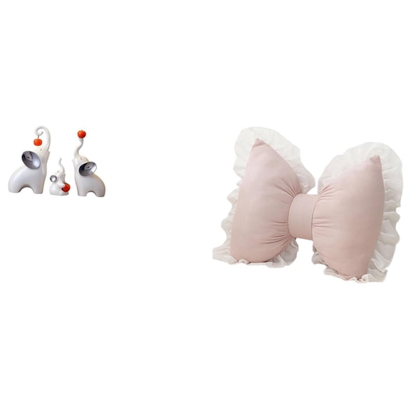 4 Pieces Elephant Statues Bowknot Pillow Soft PP Material for Home Decoration Families Parties