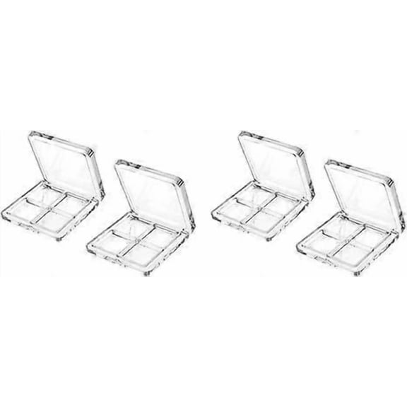 4 Pieces Empty Eyeshadow Pallet 4 Grids Eye Shadow Lipstick Storage Case Box Clear Makeup DIY Cosmetic Organizer Container 6*6*1.1cm