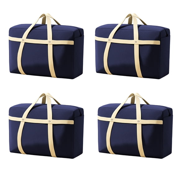 4 Pieces Extra Large Moving Bag, 150L Heavy Duty Storage Bag with Strong Zipper Handles, Navy Jumbo Comforter Storage Organizer for Clothing, Pillow, Quilt, Blanket, Space Saving