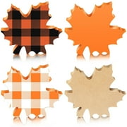 4 Pieces Fall Decorations Thanksgiving Tabletop Decorations Fall Maple Leaf Table Wooden Sign Autumn Tiered Tray Decor Thanksgiving Maple Leaves for Home Desk Office Party