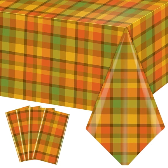 4 Pieces Fall Tablecloth Maple Leave Theme Party Autumn Pumpkin Leaves Disposable Plastic Fall Thanksgiving Table Cover Decoration Supplies Favors-Style 2