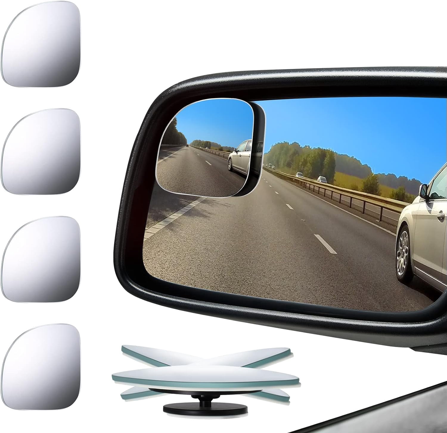 4 Pieces Fan-Shaped Automobile Rear Blind Spot Mirror, 360 Degree ...