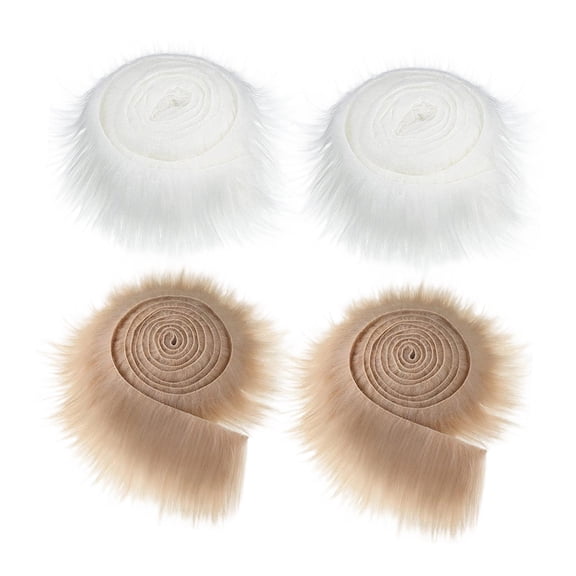 4 Pieces Faux Furs Fabric Strips Soft Fuzzy Material Ideal for Gnomes Beard Costume DIY Craft Party Decor