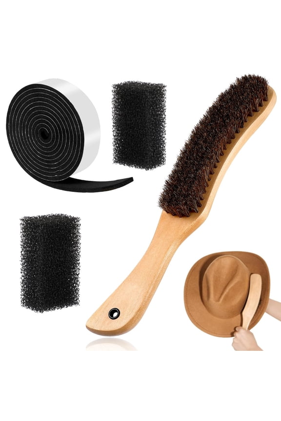 4 Pieces Felt Hat Brush Kit Cowboy Cleaner Brush with Hat Size Reducer and Cleaning Sponge for Cleaning Felt Western Cowboy Cowgirl Cap Resizing