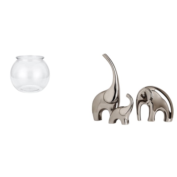 4 Pieces Fish Bowl Vase Table Aquarium Container Ceramic Elephant Statue Unique Design for Office Living Room Bookshelf