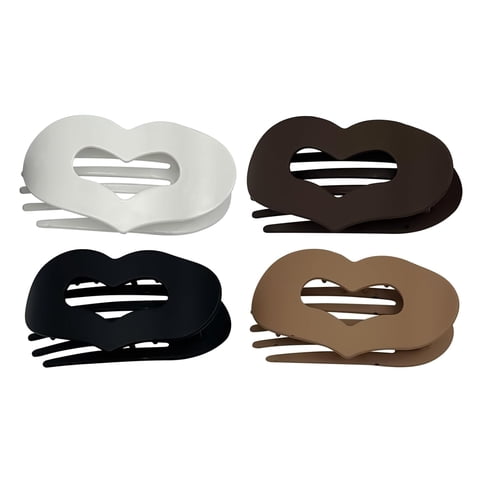 4 Pieces Flat Hair Clips For Women No-Slip Heart Claw Clips Strong Hold Accessories For Thick Thin Hair