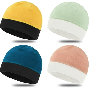 4 Pieces Fleece Watch Cap Winter Warm Skull Beanie Fleece Thick Hat Windproof for Outdoor Exercising