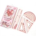 thumbnail image 1 of 4 Pieces Flexible Ruler Set 15cm/6inch Straight Ruler Triangle Rulers Shatterproof Ruler Straight Edge Soft Bendable Rulers Protractor Math Geometry Tool School Office Supplies (Pink), 1 of 7