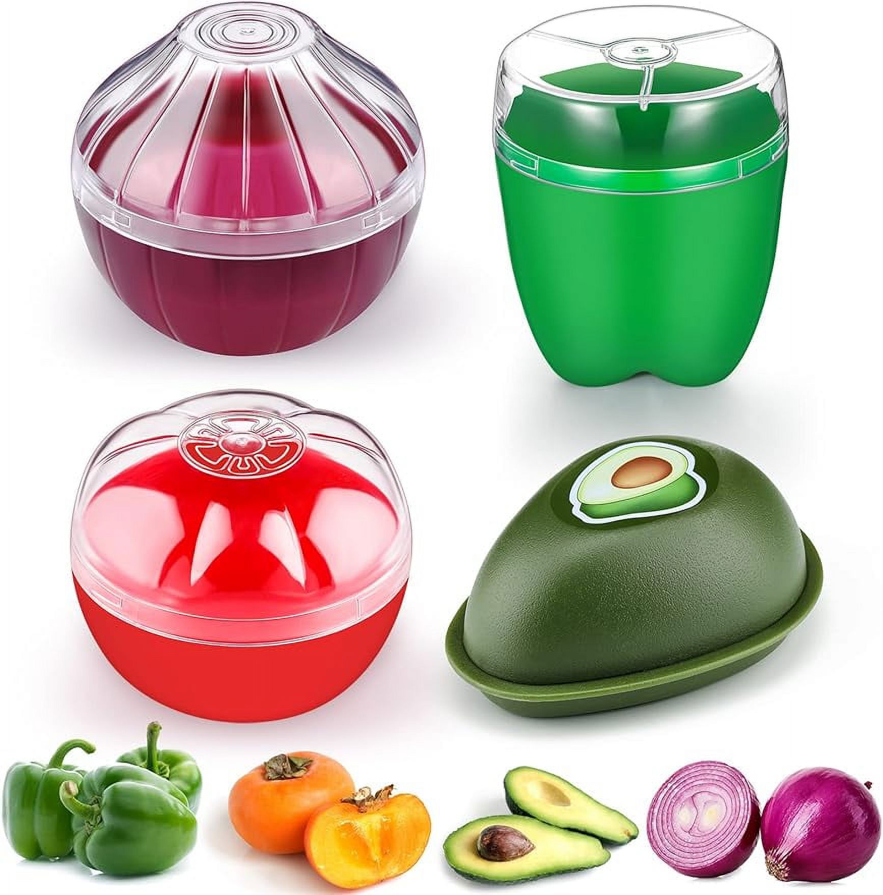 4 Pieces Fruit and Vegetable Storage Containers for Fridge, Onion