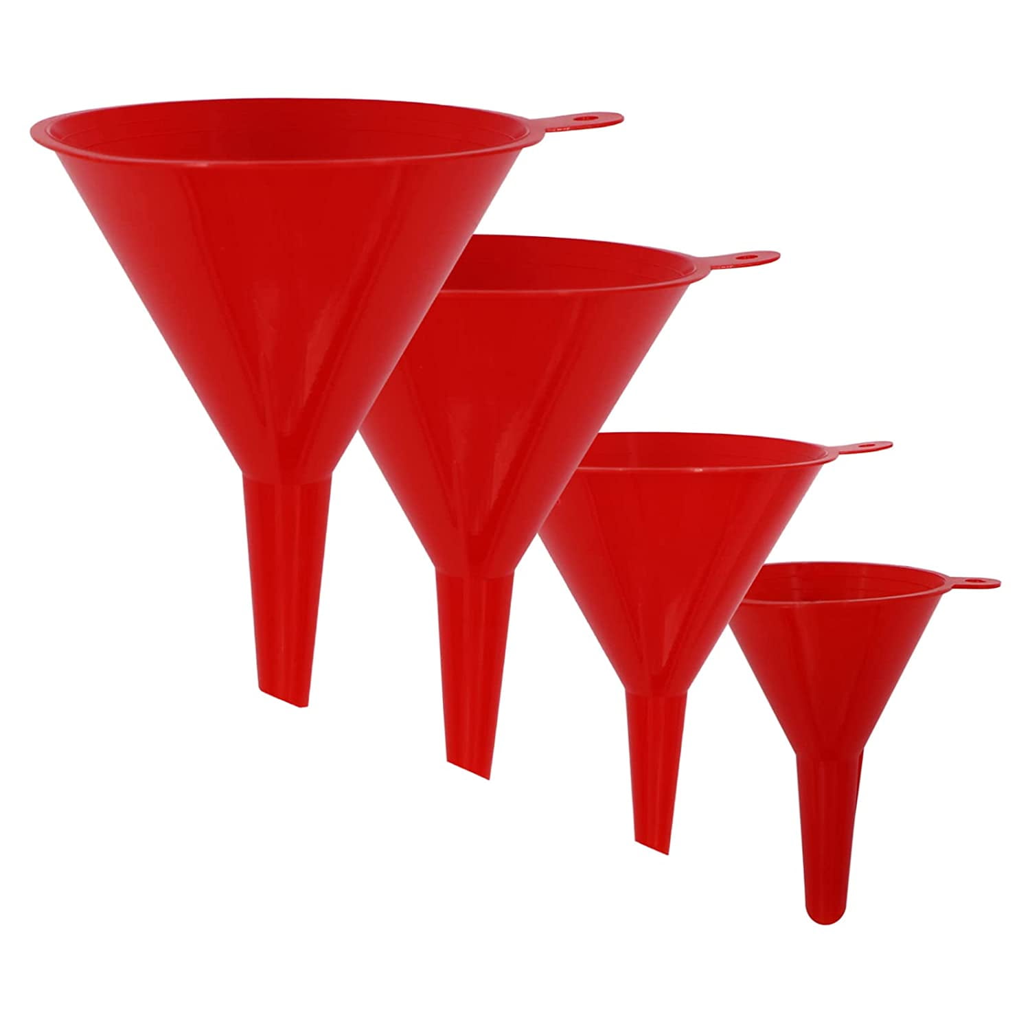 4 Pieces Funnel Set for Kitchen and Automotive Use, Mini, Small, Medium and Large Funnel for Filling Bottles, Canning, Cooking, Lab or Car Oil Funnels