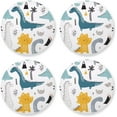 thumbnail image 1 of 4 Pieces Funny Kid Dinosaur Coasters Set, Non-Slip Heat-Resistant Drink Coaster, Round Cup Mat Pad for Kitchen Bar Cafe Deco, Perfect Housewarming Gifts 3.9" x 0.15" Home Decor Gifts, 1 of 7