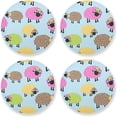 thumbnail image 1 of 4 Pieces Funny Sheep Coasters Set, Non-Slip Heat-Resistant Absorbent Drink Coaster with Cork Base, Round Cup Mat Pad for Kitchen Bar Cafe Deco, Perfect Housewarming Gifts 3.9" x 0.15" Home Decor, 1 of 7