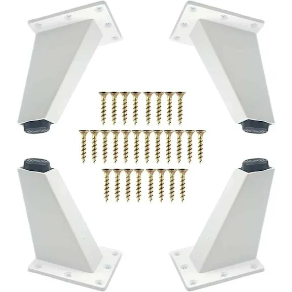 4 Pieces Furniture Legs, Metal Aluminum Angled Furniture Legs, Sofa Leg Replacement for Cabinet Sofa Table Dresser, Mounting Screws Included, White