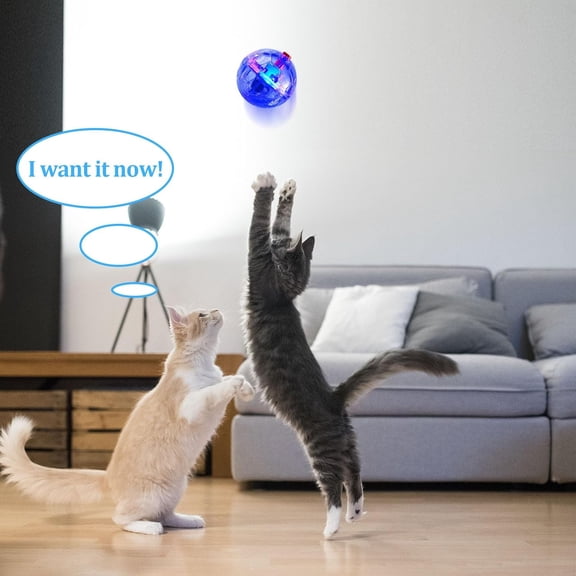 4 Pieces Ghost Hunting Cat Ball Motion Light up Cat Balls LED Motion Activated Pet Ball Motion Light up Interactive Toys Pet Glowing Mini Running Exercise Ball Toys (Transparent)