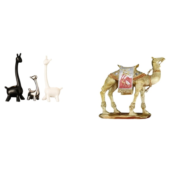 4 Pieces Giraffe Camel Deer Statue Ceramic Resin Modern Ornament for Living Room Office Bookshelf Decor