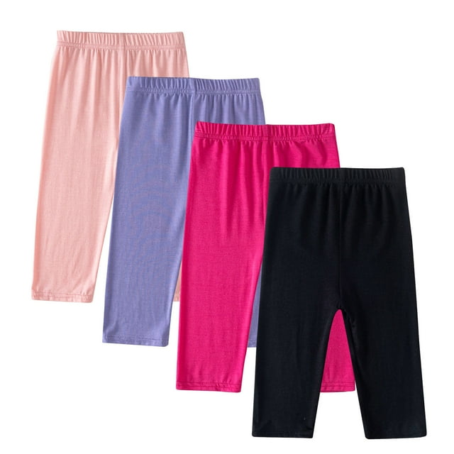 4 Pieces Girl Athletic Capris Leggings Kids Crop Summer Leggings Modal 4 Pieces Girl Athletic Capris Leggings Kids Crop Summer Leggings Modal