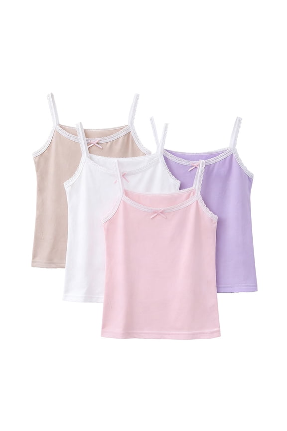 4 Pieces Girls Crop Tank Tops Sleeveless Spaghetti Strap for Dance Practice Set