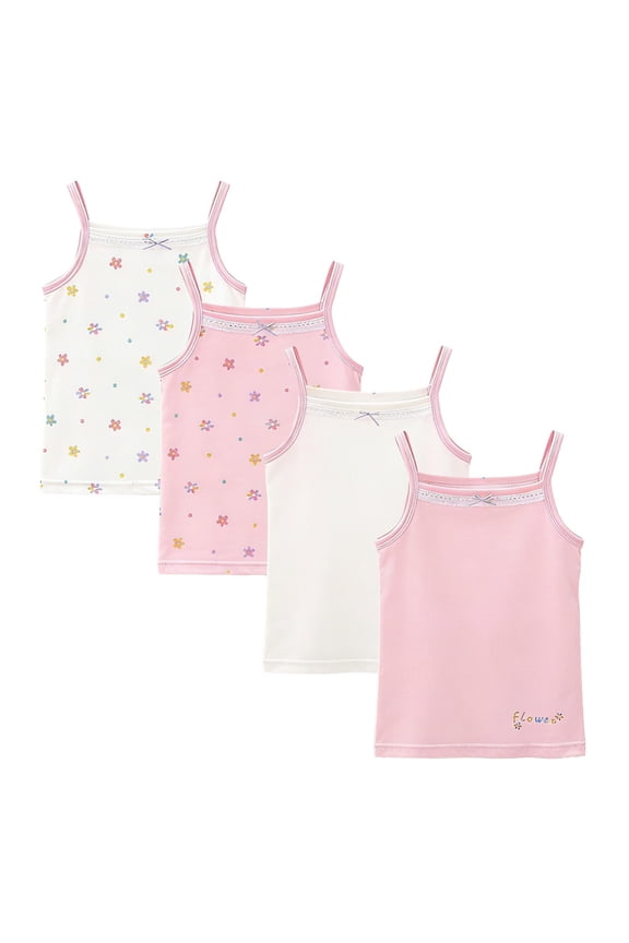 4 Pieces Girls Dance Tank Top Sleeveless Spaghetti Strap Crop Top for Yoga Gymnastics Studio Comfortable Stretchy Fabric