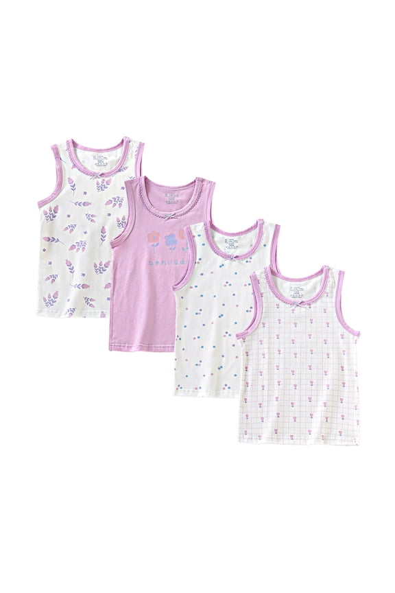 4 Pieces Girls Sleeveless Dance Tank Tops Racerback Design Soft Stretchy Undershirts for Gymnastics Cheer Practice 2T-12Years