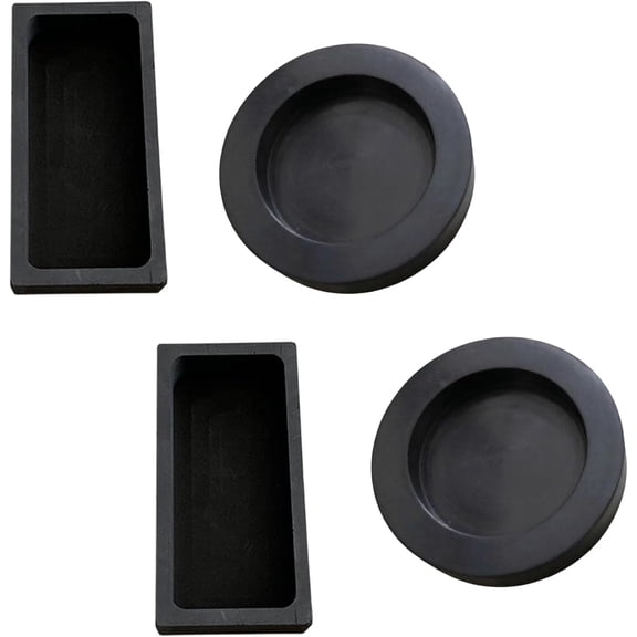 4 Pieces Graphite Ingot Molds for Casting Gold Silver Metal Aluminum Copper Brass Melting Refining, Graphite Ingot Mould Crucible Mould(Round and Rectangle)