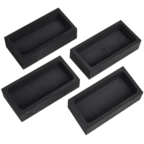 4 Pieces Graphite Ingot Molds for Casting Gold Silver Aluminum Copper Brass, Metal Melting Refining Tools(3.94 x 1.97 x 1 inch)