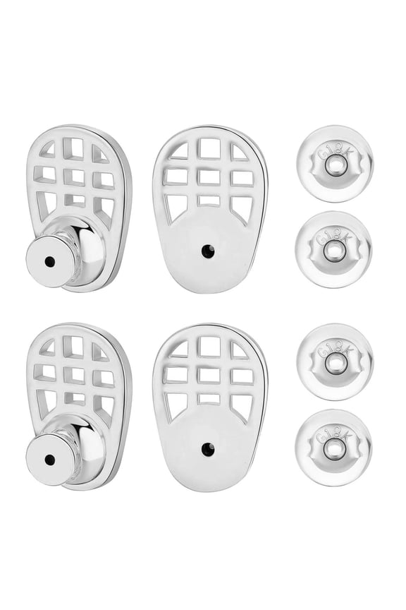 4 Pieces Grid Earlobe Support Anti Dropping Earring Backs Racket Shape Alloy for Droopy Ears and Stud Accessories