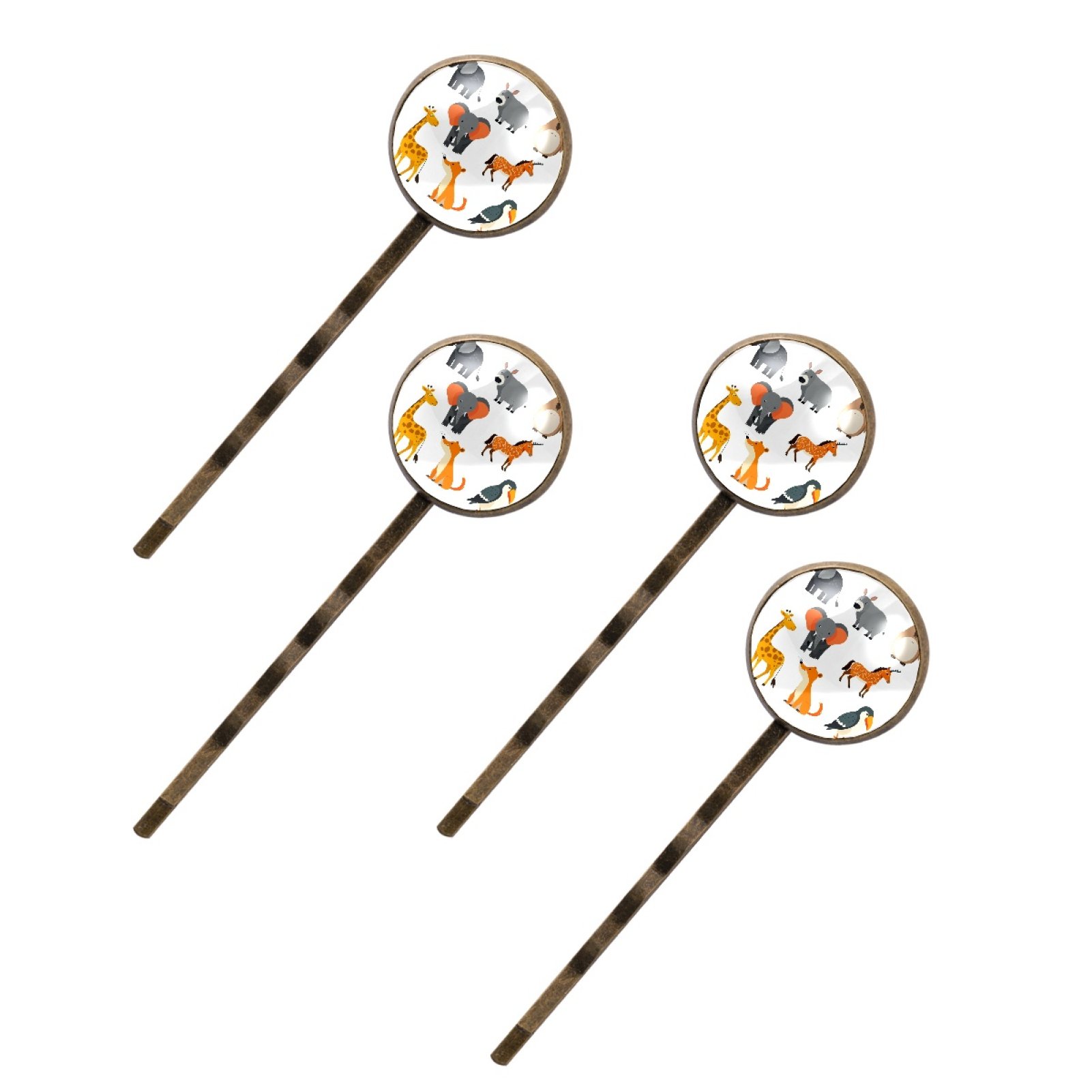 4 Pieces，Hair Clips,Giraffe Elephant Crocodile，Hair Clip,Hair Pins