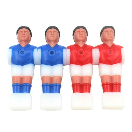 4 Pieces Hard Foosball Men Man Player Miniature Football Players Figure Model with Ball Tournament Game Entertainment accessories 2 red 2 blue