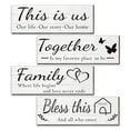 thumbnail image 1 of 4 Pieces Home Wall Decor Signs, THIS IS US/ TOGETHER/ BLESS THIS HOME/ FAMILY Wall Decor For Living Room Bedroom, Rustic Wooden Farmhouse Wall Art Decor, 4.7 x 13.8 Inch(White), 1 of 6