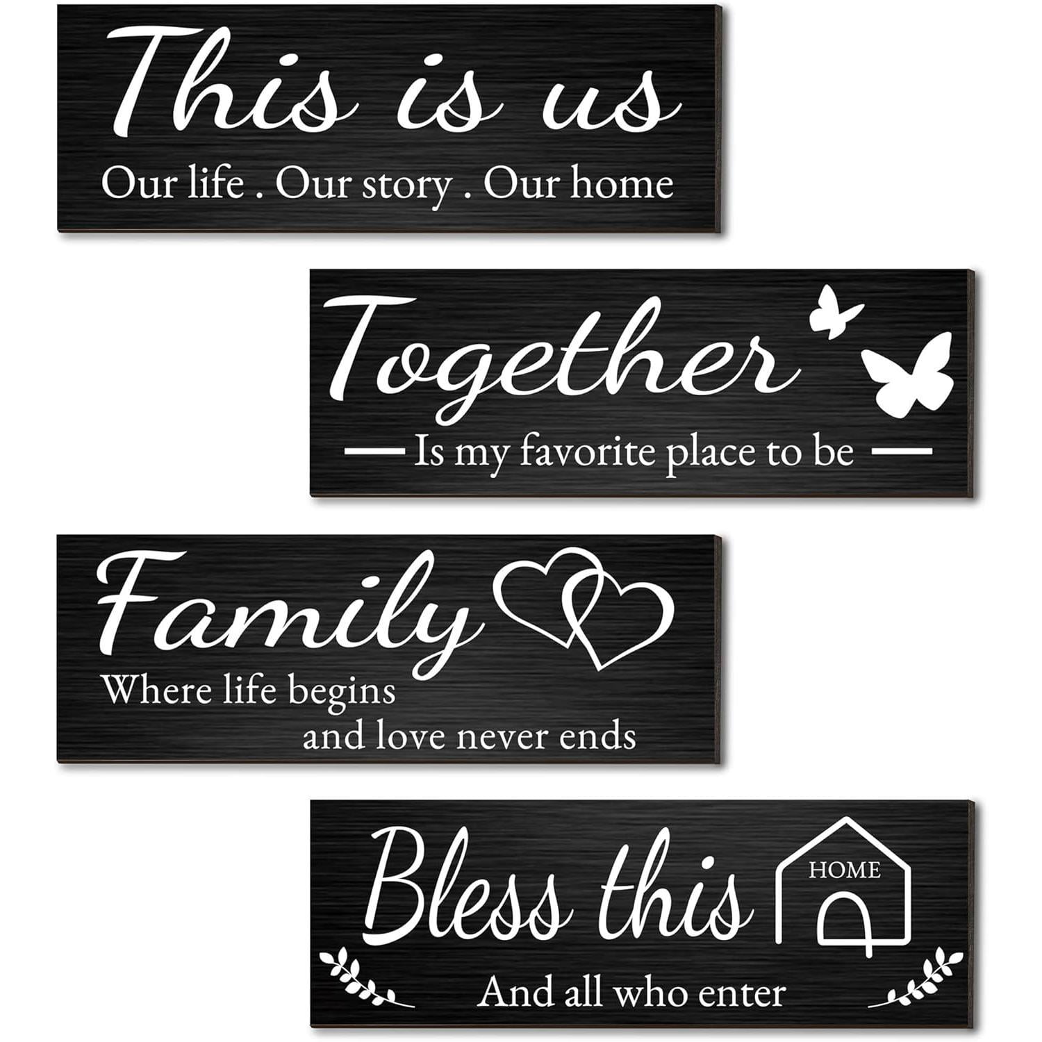 4 Pieces Home Wall Signs, THIS IS US/TOGETHER/BLESS THIS HOME/FAMILY ...