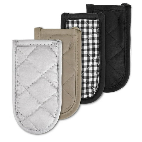 4 Pieces Hot Handle Covers Heat Resistant Pot Sleeve Grip Cotton Cast Iron Skillet Handle Covers Non-Slip Machine Washable Handle Mitts for Kitchen Baking Cooking BBQ