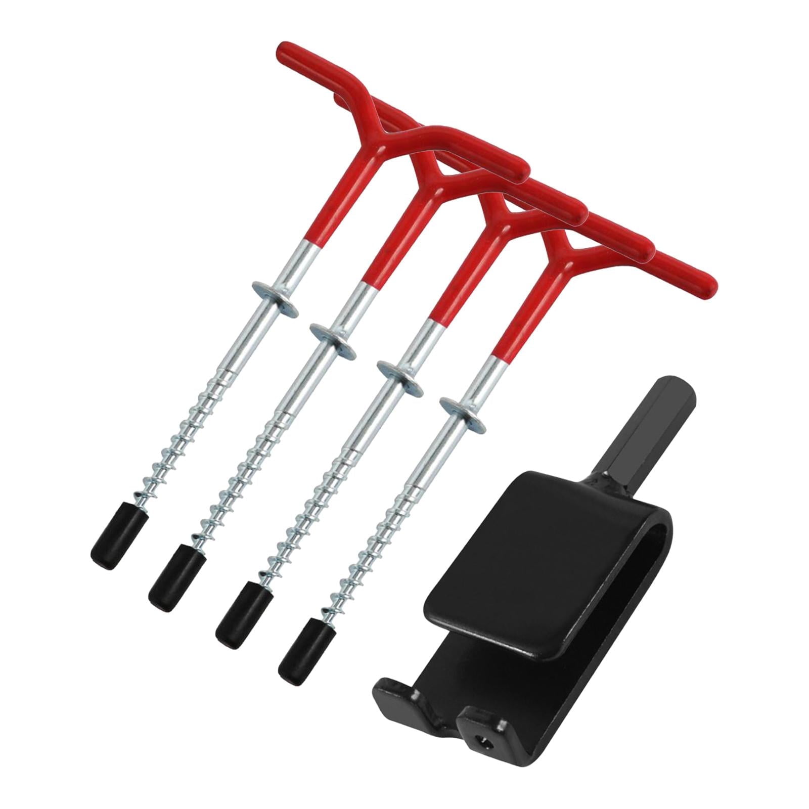 4 Pieces Ice Fishing Anchors with Drill Adapter Heavy Duty Metal Tent Stakes