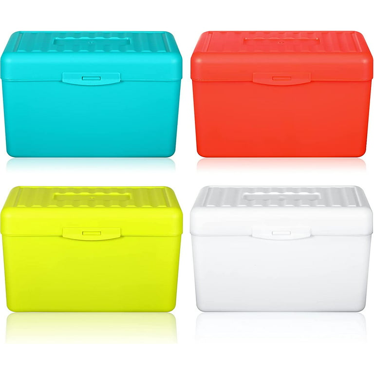 4 Pieces Index Card Box Flash Card Holder Notecard Box Index Card Organizer  Flashcards for Recipes Filing Notes, Addresses and Recipes (Red, Yellow,  White, Green) 