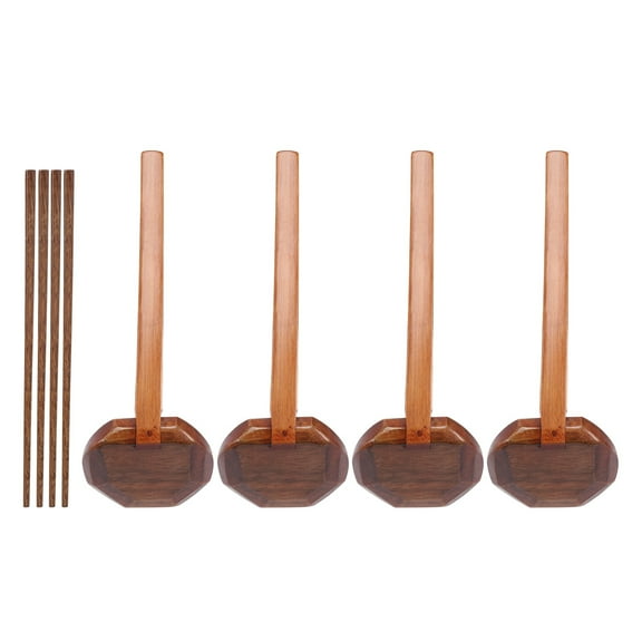 4 Pieces Japanese Long Handle Large Spoon Ramen Wooden Hot Pot Tortoise Shell Wood Rice Soup Dessert