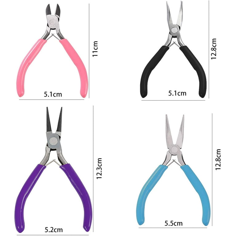 4Pcs Jewelry Pliers,Jewelry Making Tool Kit,Round Nose Plier,Needle Nose  Plier,Bent Nose Pliers and Chain Nose Pliers for Crafts,Beading,Wire  Wrapping