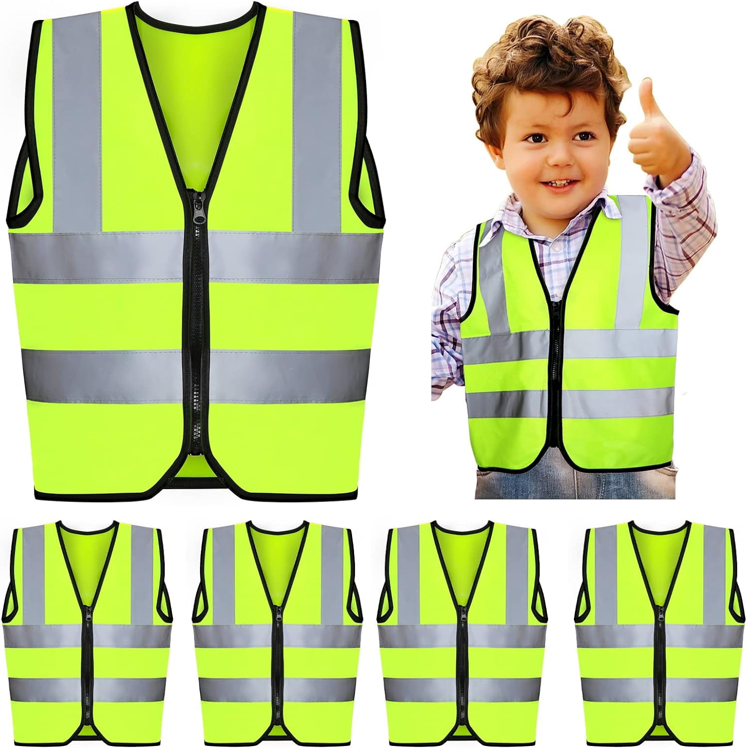 4 Pieces Kids Safety Vest Construction Reflective Traffic Vest for ...