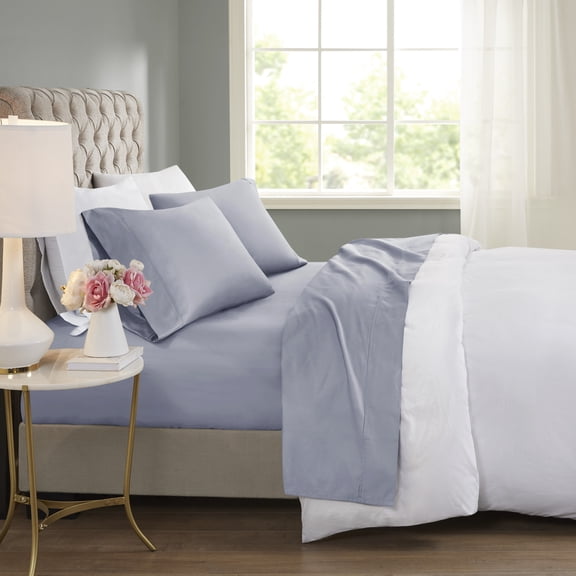 4 Pieces King Cooling Cotton Blend Sheet Set,Blue
