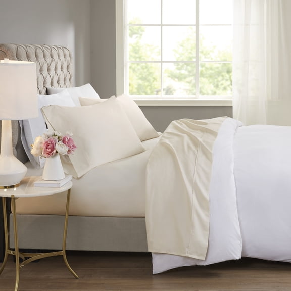 4 Pieces King Cooling Cotton Blend Sheet Set,Ivory