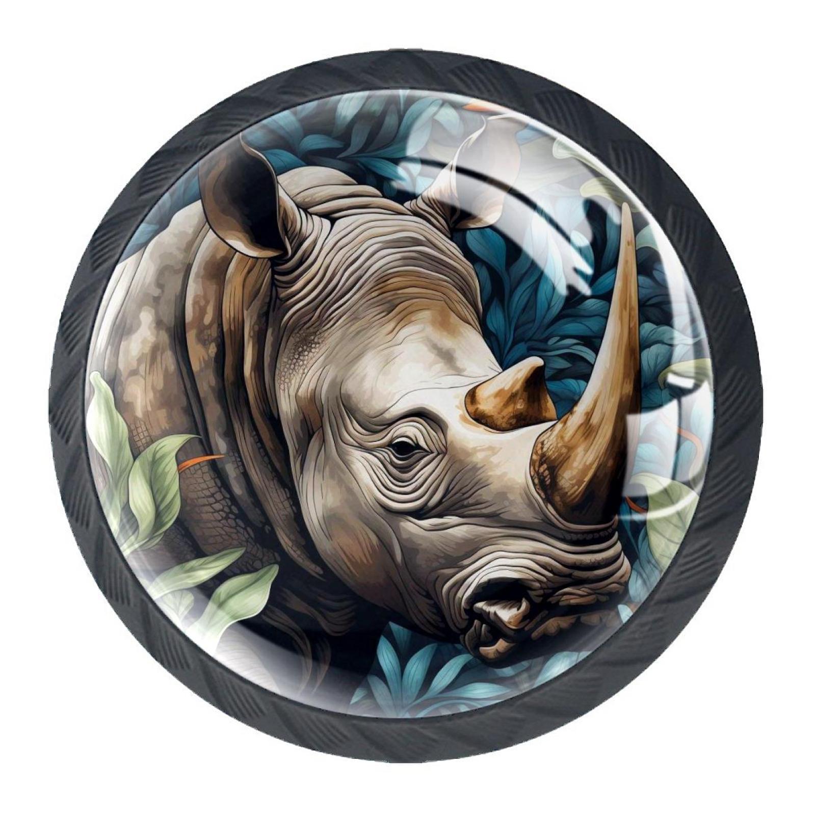 4 Pieces Kitchen Knobs, Rhino Drawer Knobs and Pulls, Glass